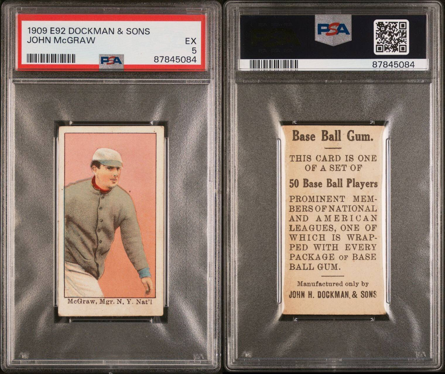 1909 E92 Dockman John McGraw (PSA 5 EX) HOF2