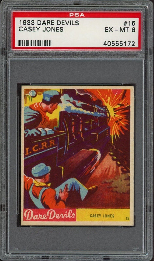 1933 R39 N. Chicle Dare Devils #15 CASEY JONES Locomotive Engineer (PSA 6 EX/MT)