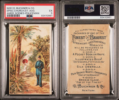 1888 N281 Buchner Scenes w/ Policeman St. (PSA 5 EX) Episc. Church St. Augustine2