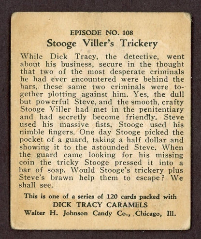 1937 Dick Tracy Caramels Card #108 Stooge Viller's Trickery (Tough High Number)1