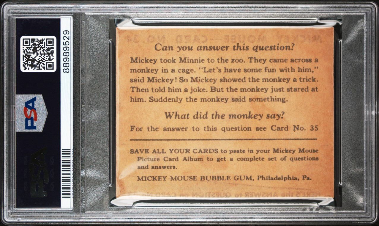 1935 R89 Mickey Mouse Gum Card #34 Pluto Smells a Tramp (PSA 2.5 Good+) Type II1