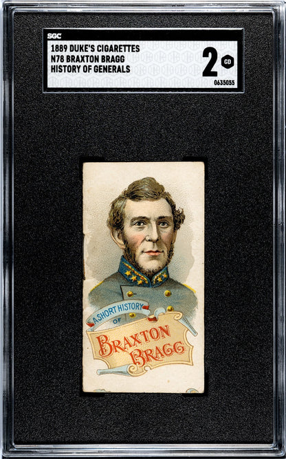 1889 N78 Duke's Cigarettes HISTORY OF GENERALS (SGC 2 GD) Gen. Braxton Bragg0
