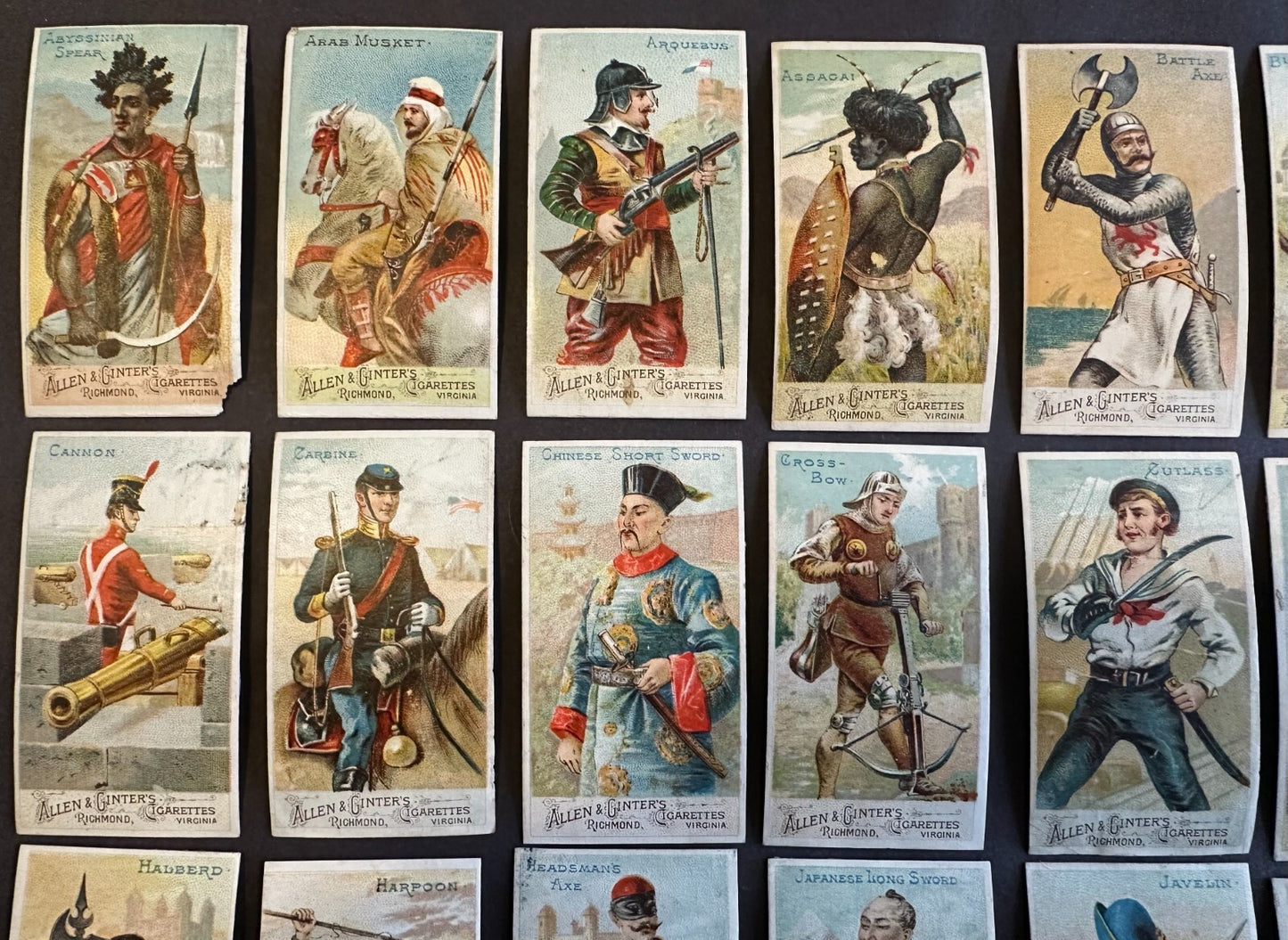 Near SET N3 Allen & Ginter Arms of Nations 47 out of 50 cards (Blank Backs)1
