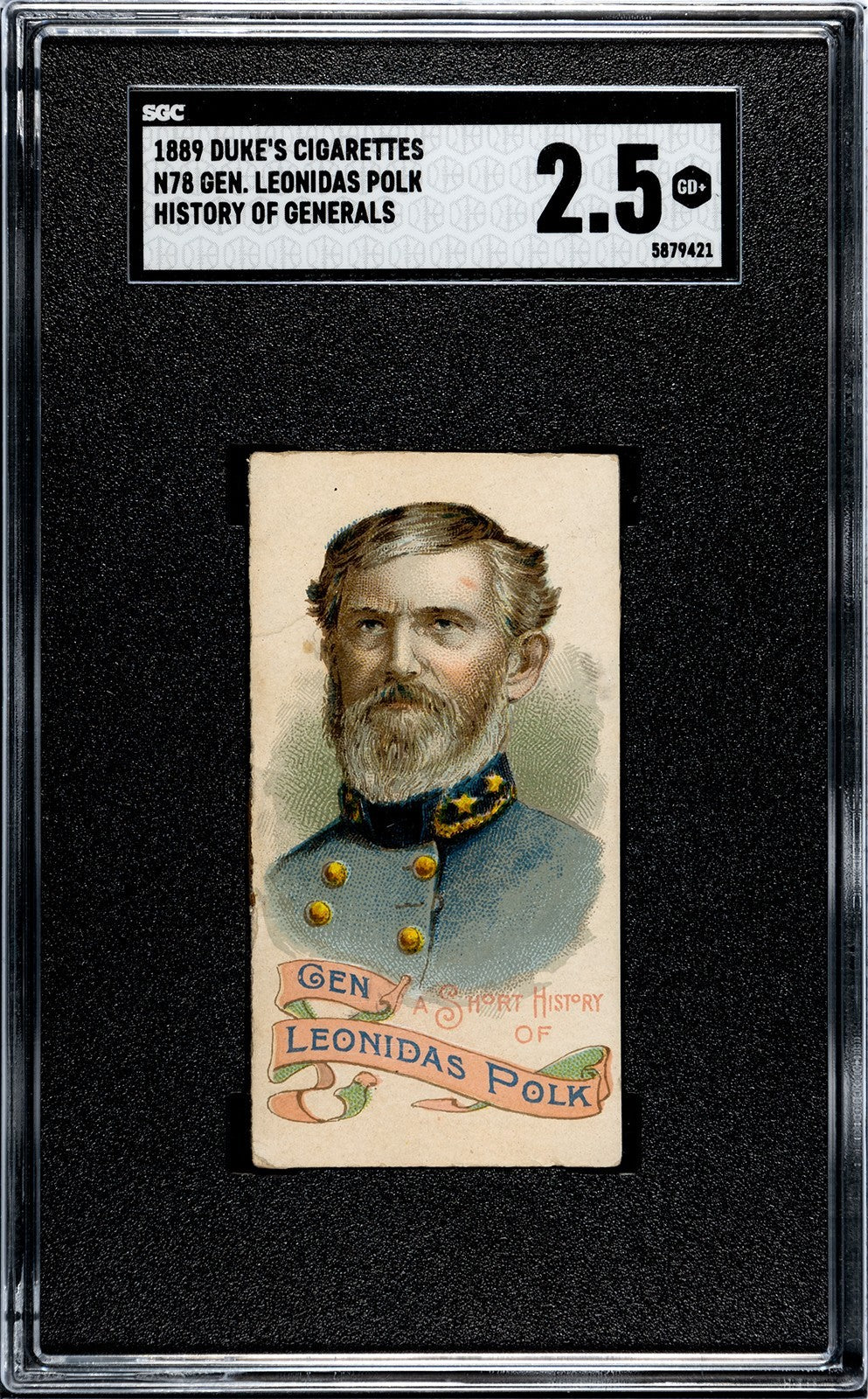 1889 N78 Duke's Cigarettes HISTORY OF GENERALS (SGC 2.5 GD+) Gen. Leonidas Polk0