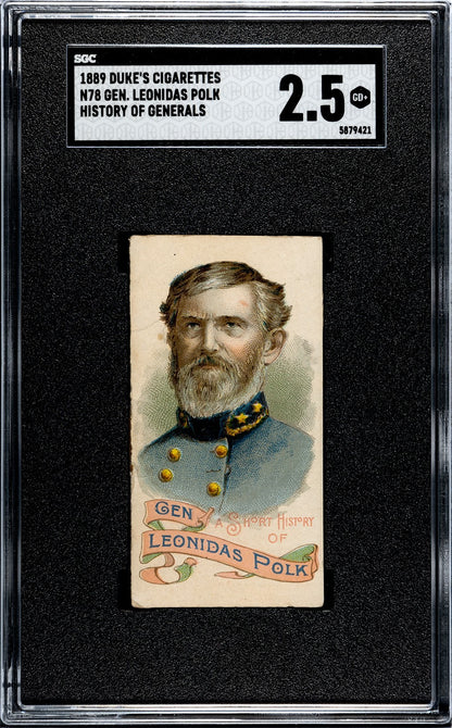 1889 N78 Duke's Cigarettes HISTORY OF GENERALS (SGC 2.5 GD+) Gen. Leonidas Polk0