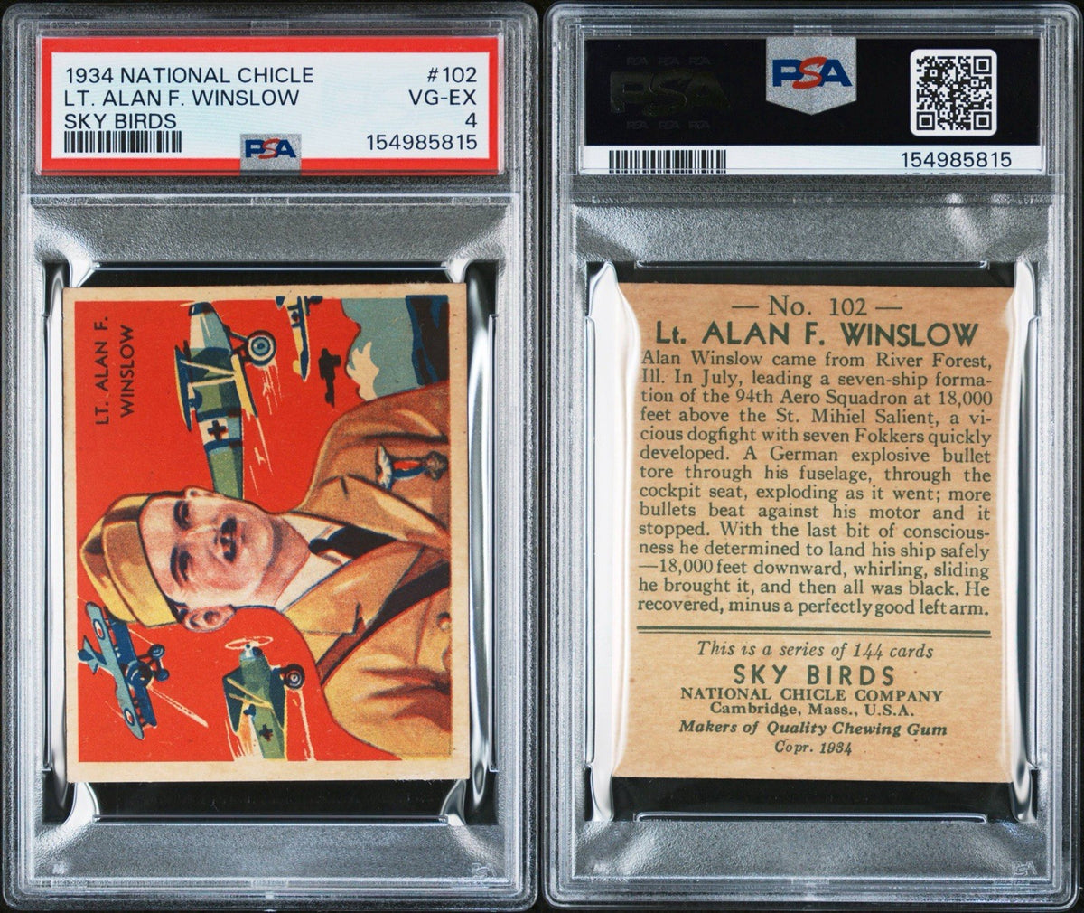1934 National Chicle Sky Birds CARD Lt. Alan F. Winslow (PSA 4 VG/EX) #102 High2