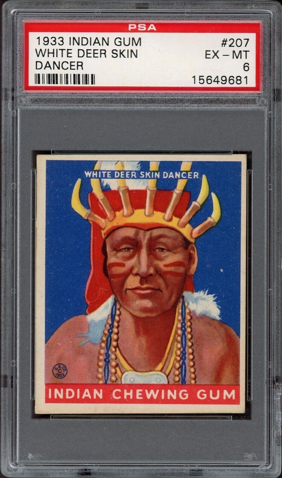 1933 Goudey Indian Gum (Series of 48) #207 White Deer Skin Dancer (PSA 6 EX/MT)