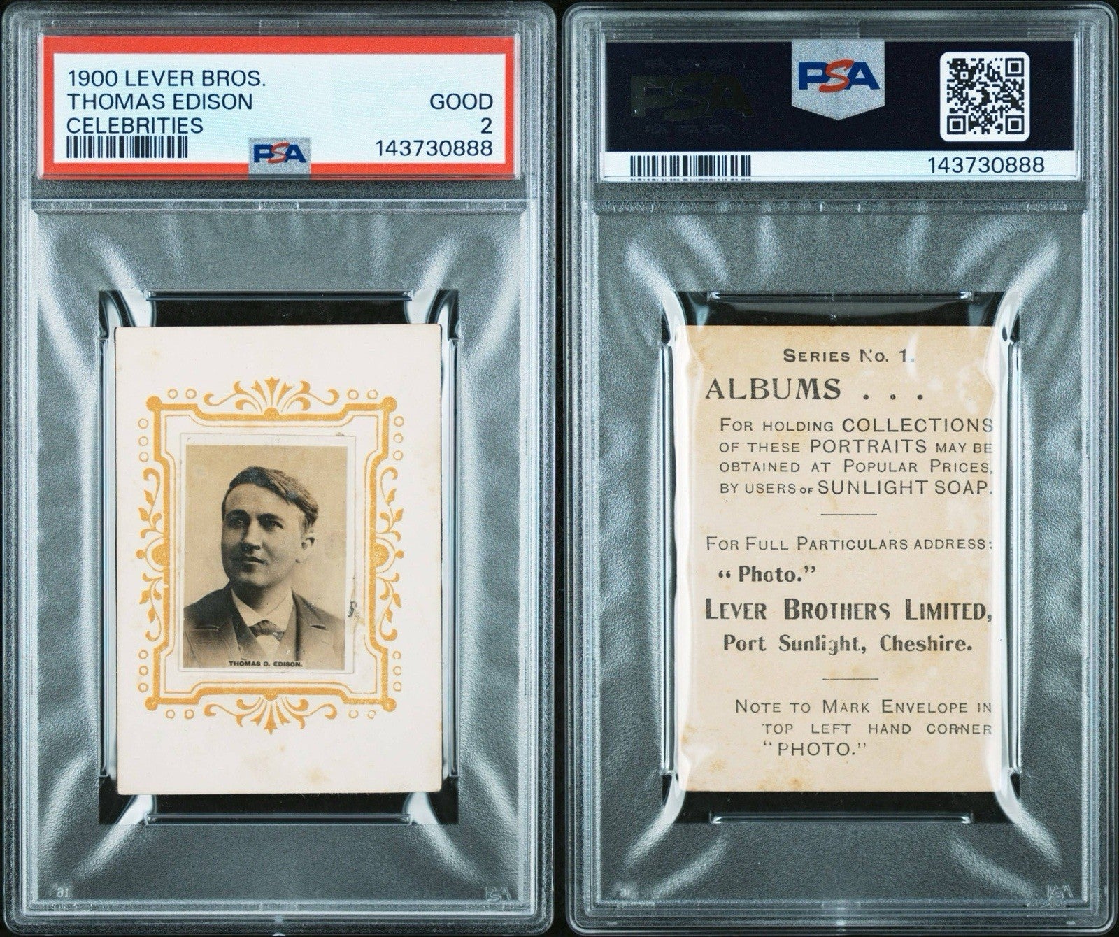 1900 Lever Bros. Celebrities Portraits (PSA 2 GD) Thomas Edison2