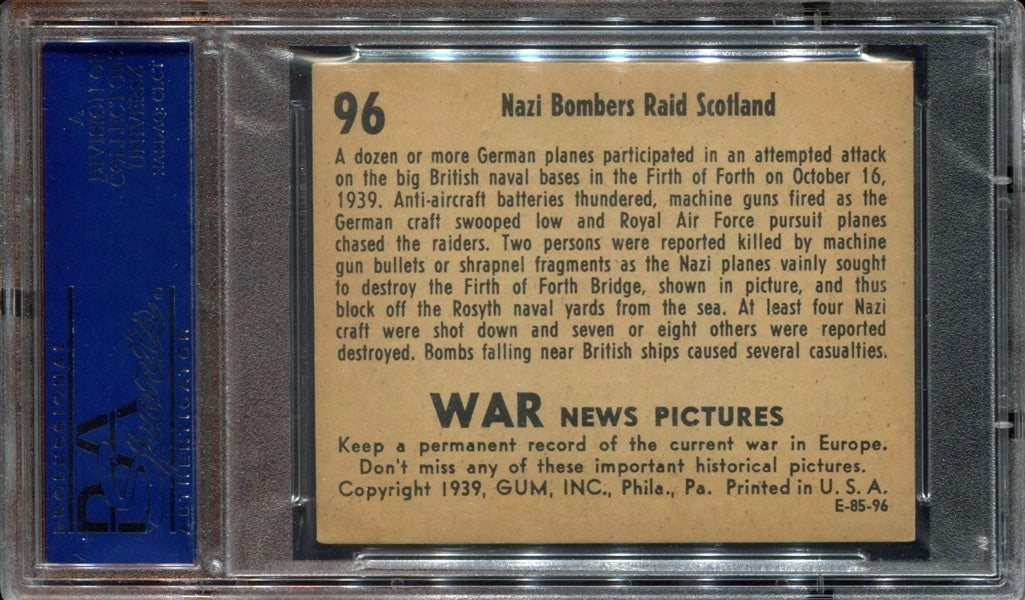 1939 WAR NEWS PICTURES #96 Nazi Bombers Raid Scotland (PSA 8 NM/MT)1