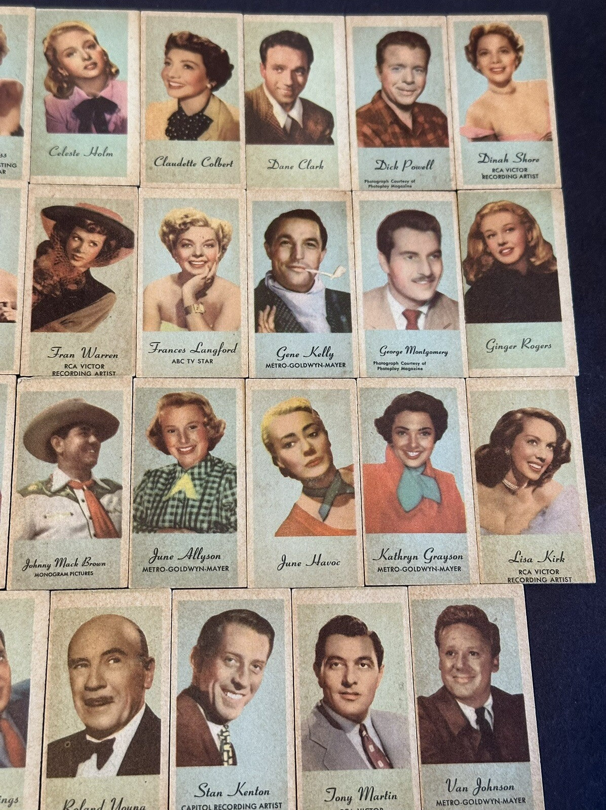 1954 Peerless Engrav o tints Portraits of Movie Stars Set (39) J. J. Newberry Co4