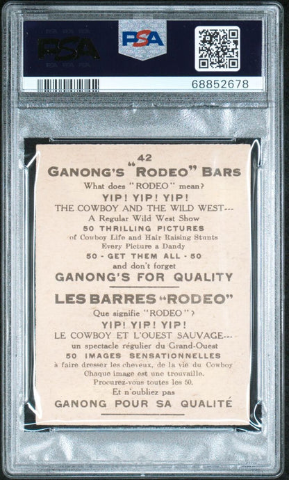 1930 V155 Cowboy Life Ganong Rodeo Chocolate Bar #42 (PSA 6 EX/MT)1