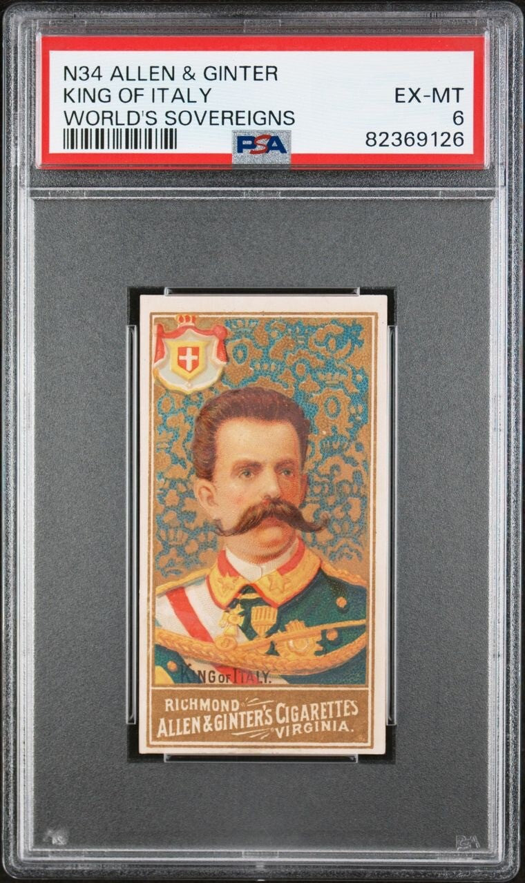 1889 N34 Allen & Ginter World's Sovereigns King of Italy (PSA 6 EX/MT)0