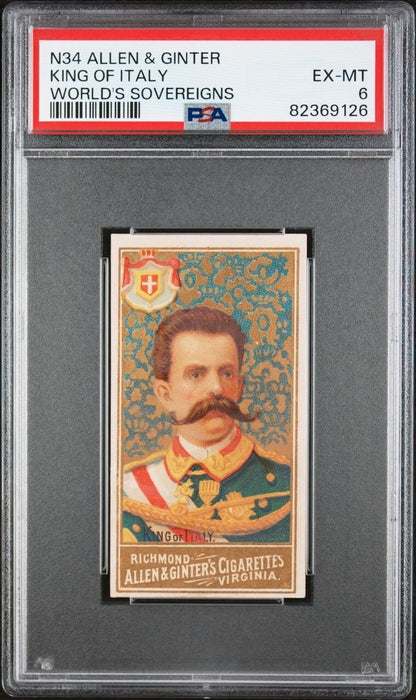 1889 N34 Allen & Ginter World's Sovereigns King of Italy (PSA 6 EX/MT)0