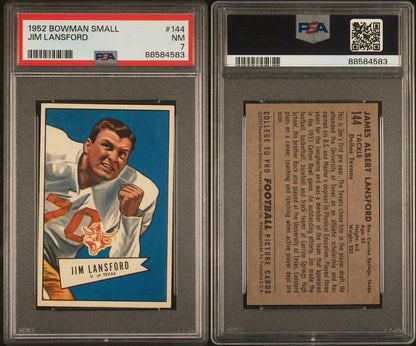 1952 Bowman Small Football #144 Jim Lansford (PSA 7 NM) Rookie2