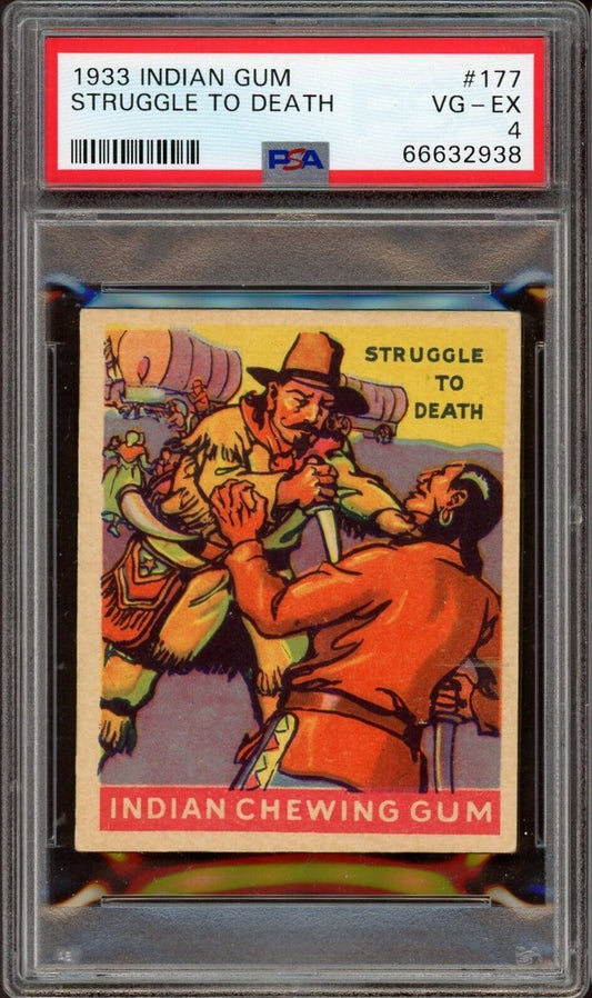 1933 Goudey Indian Gum (Series 312) #177 Struggle To Death (PSA 4 VG/EX)