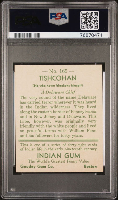 1933 Goudey Indian Gum (Series of 48) #165 Tishcohan (PSA 6 EX/MT)