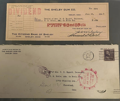 Shelby Gum Company 1924 Stock Certificate, Letterhead, Checks2