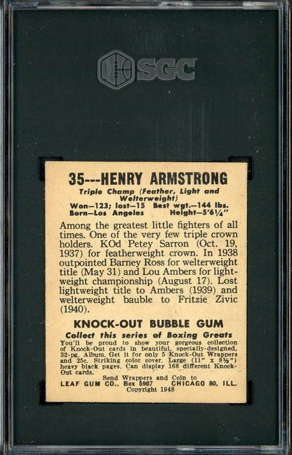 1948 Leaf Knock Out Bubble Gum Boxing #35 (SGC 5 EX) Henry Armstrong1