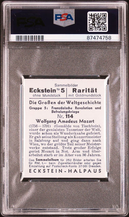 1934 Eckstein Halpaus #114 (PSA 7 NM) Composer: Wolfgang Mozart1
