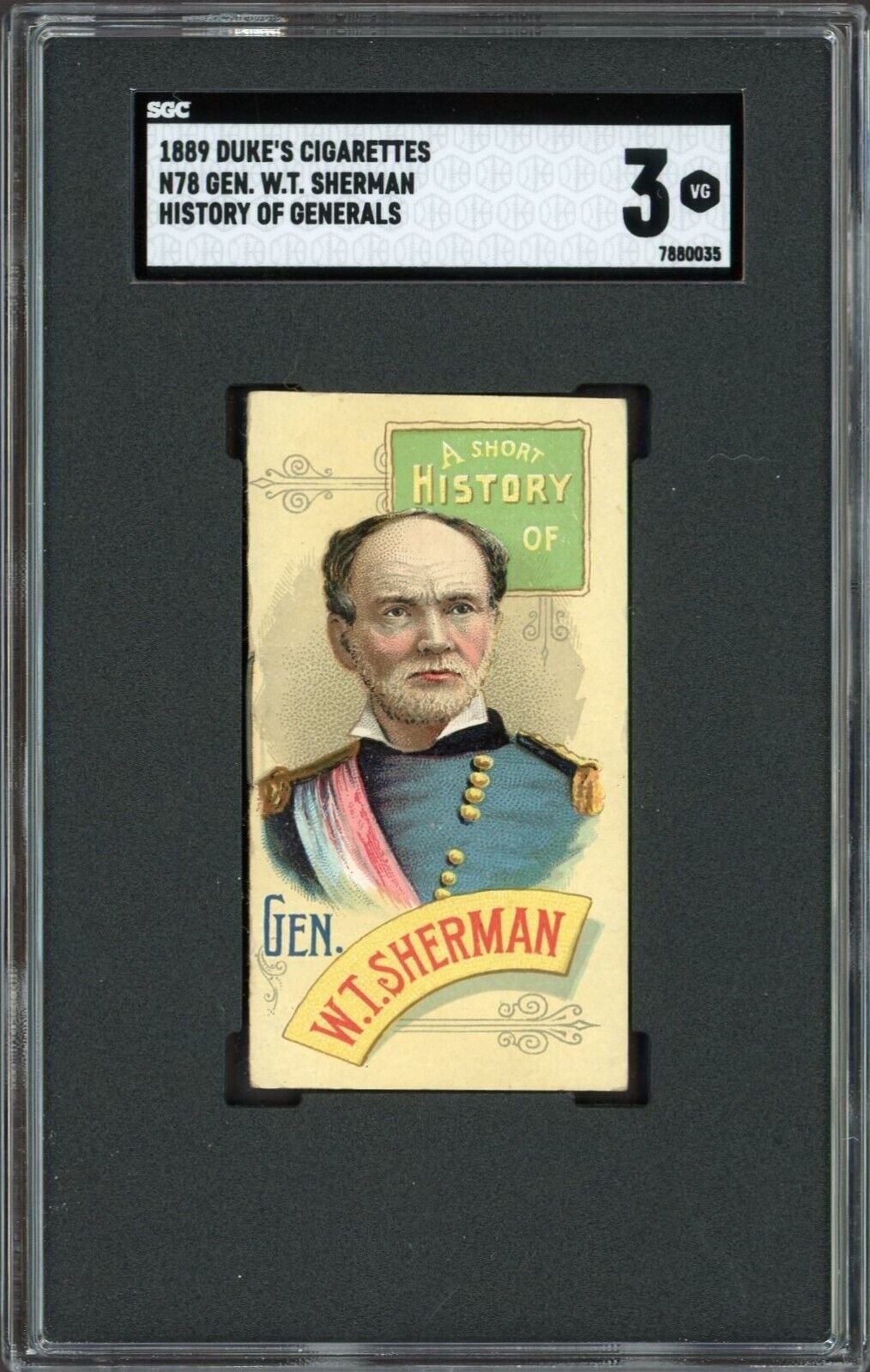 1889 N78 Duke's Cigarettes HISTORY OF GENERALS (SGC 3 VG) Wm. Tecumseh Sherman