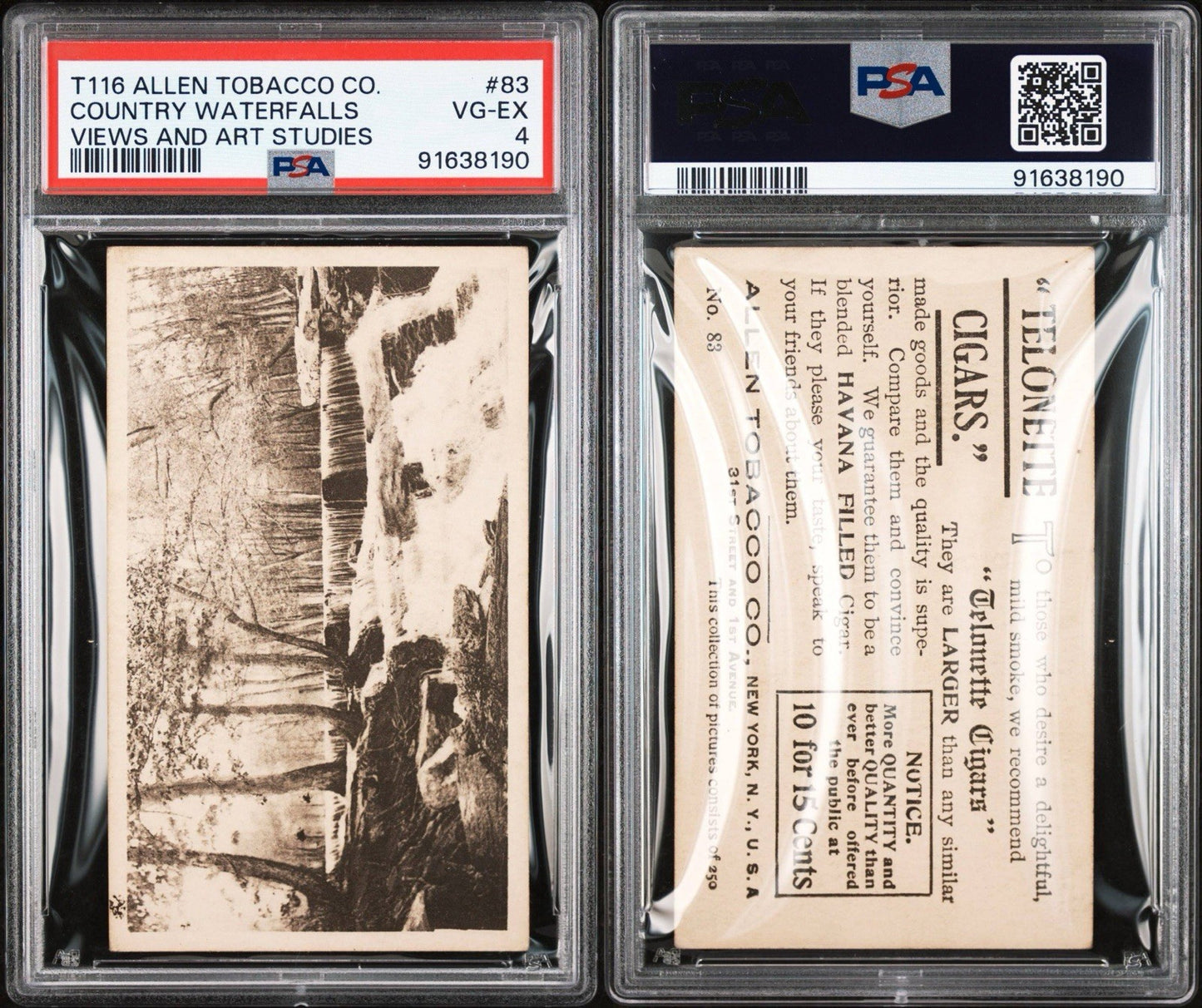 1903 T116 Allen Tobacco Telonette Art Studies #83 Country Waterfall PSA 4 VG/EX2