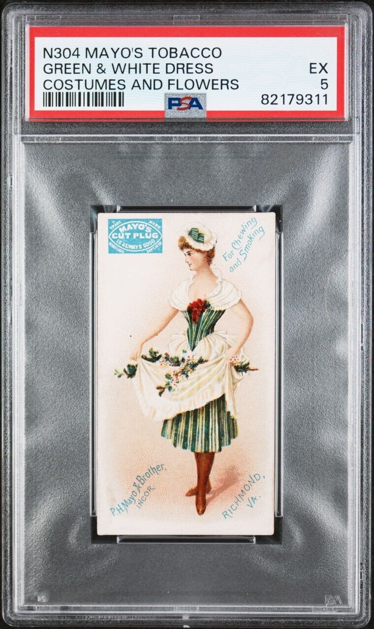 1890 N304 Mayo's Tobacco Costumes & Flowers (PSA 5 EX) Green/White Dress 1/1 hi