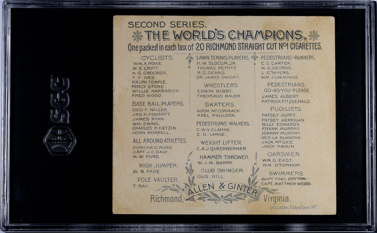 Set of (8) 1888 N43 Allen & Ginter World Champions CYCLISTS (SGC GRADED) 4.6258