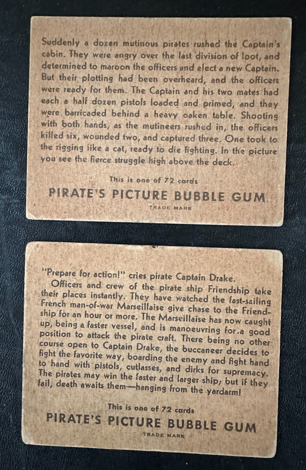Pair of 1936 Gum, Inc. R109 Pirates Pictures CARDS #1 and #72 First & Last1
