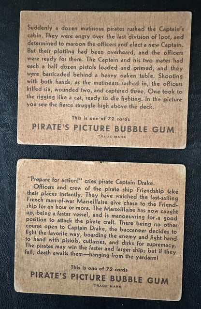 Pair of 1936 Gum, Inc. R109 Pirates Pictures CARDS #1 and #72 First & Last1