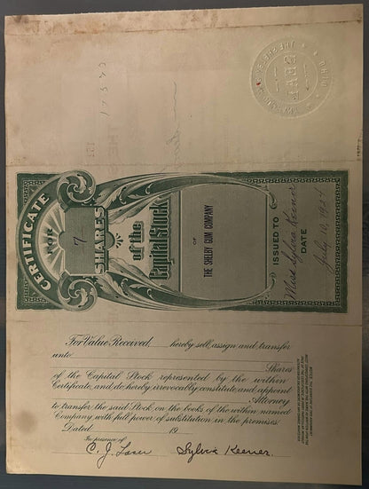 Shelby Gum Company 1924 Stock Certificate, Letterhead, Checks9