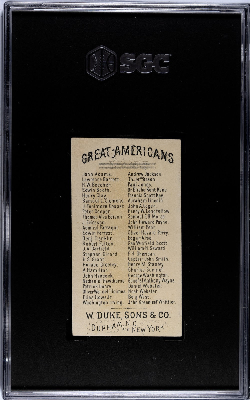 1888 N76 W. Duke & Sons Great Americans Nathaniel Hawthorne (SGC 4 VG/EX)1