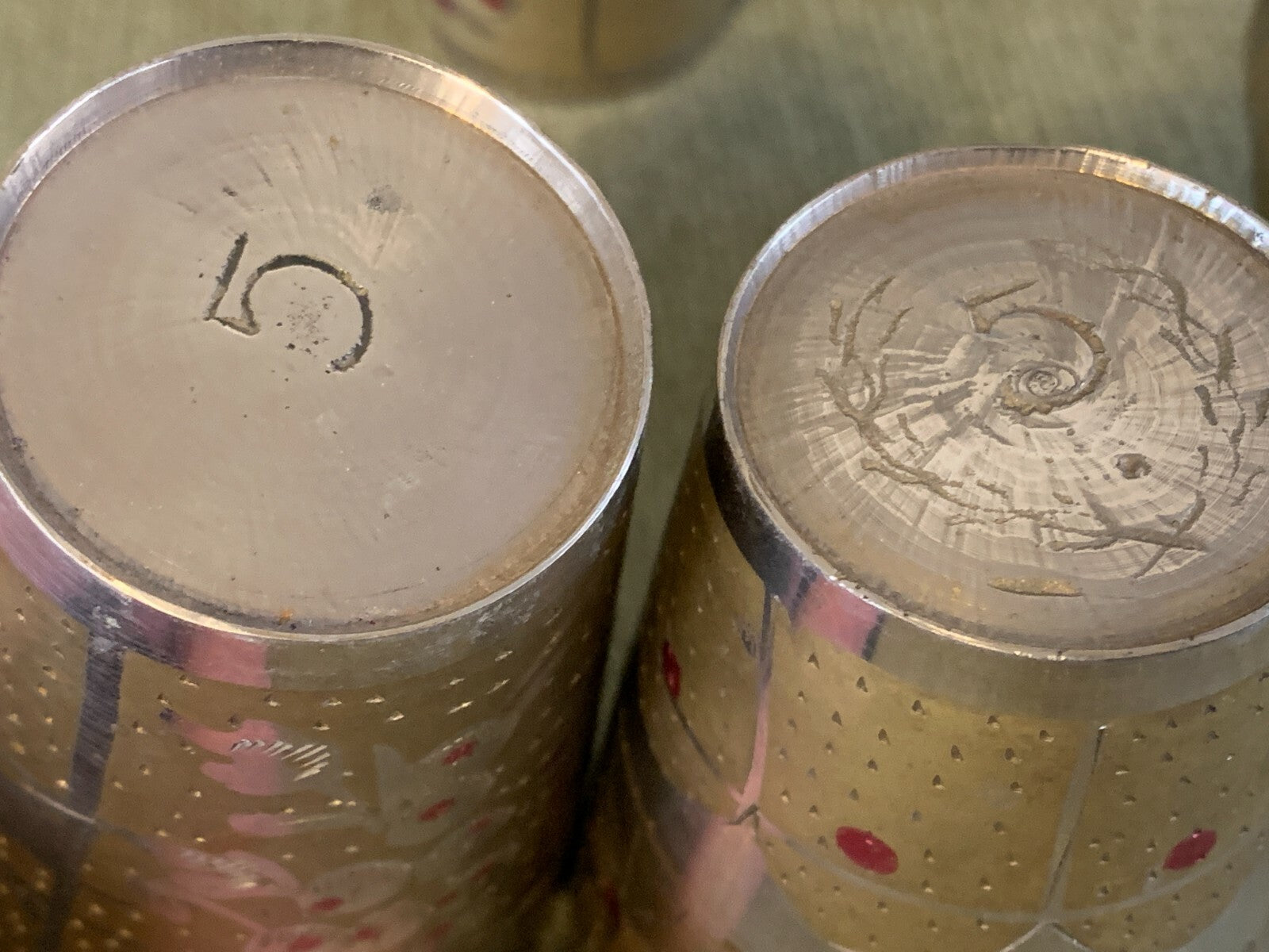 Antique/Vintage (Set of 5) Silver Plated Brass Indian Islamic Etched Lassi Cups2