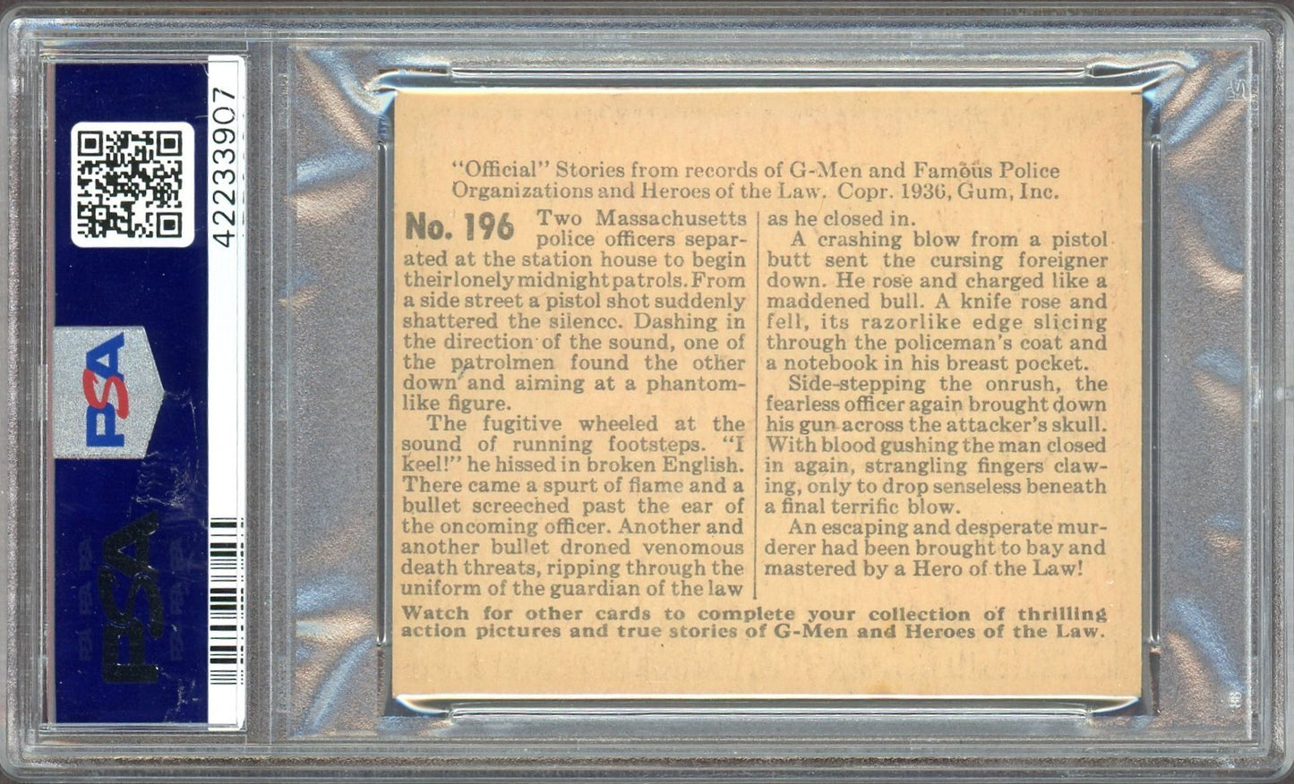 1936 G-Men & Heroes #196 Gun Butts And Bullets (PSA 6 EX/MT) Rare Number1