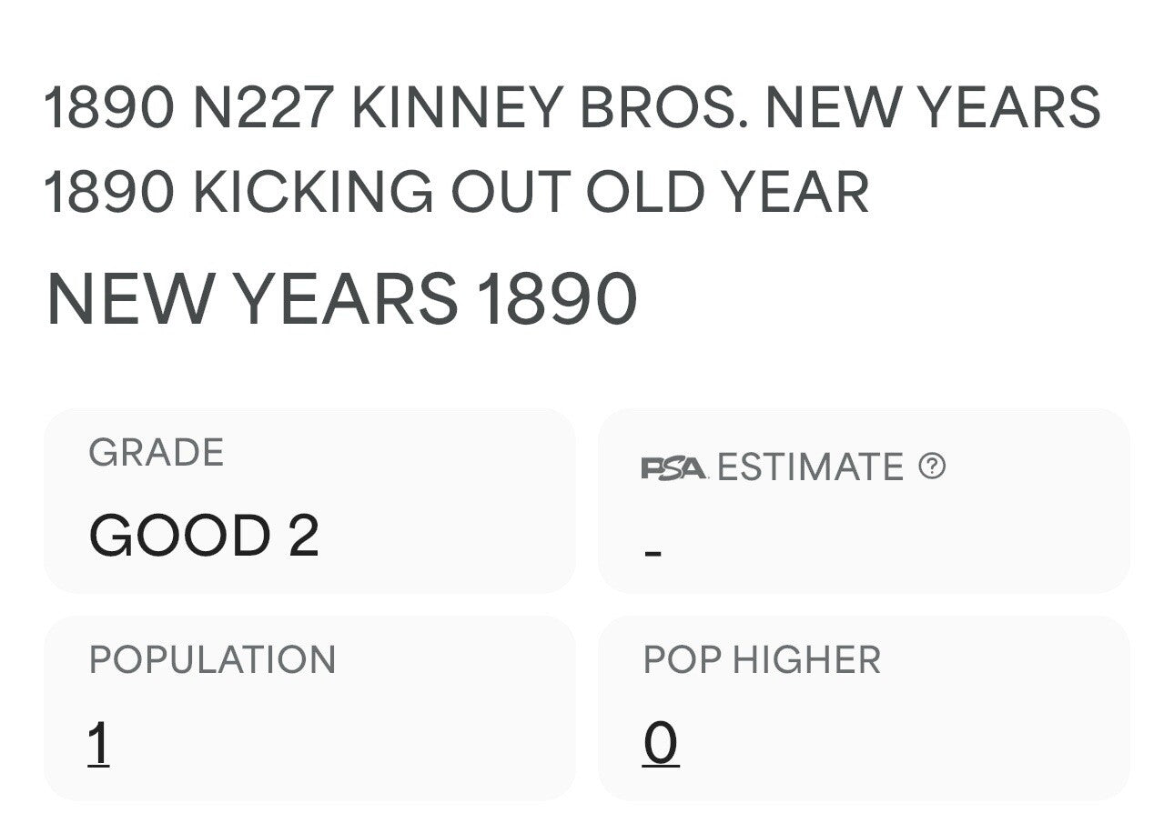 N227 Kinney "New Years 1890" Scarce Type Card: Kicking Out Old Year (PSA 2 GD)2