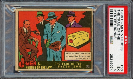 1936 Gum G Men & Heroes of the Law #50 Trail of the Mystery Bonds (PSA 5 EX)0