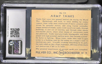 1935 R108 Pulver Co. Gum Pictures #113 Army Tanks (CGC 6 EX/MT)