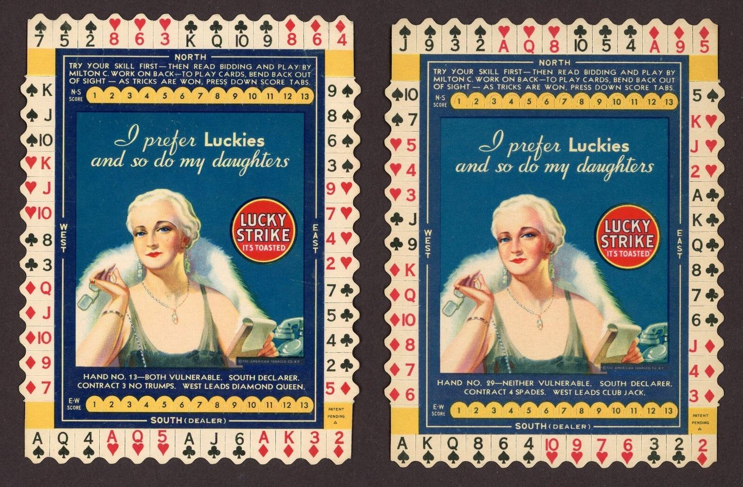 Lot of 10 Lucky Strike Cigarettes Bridge Hands CARDS Excellent Cond.2