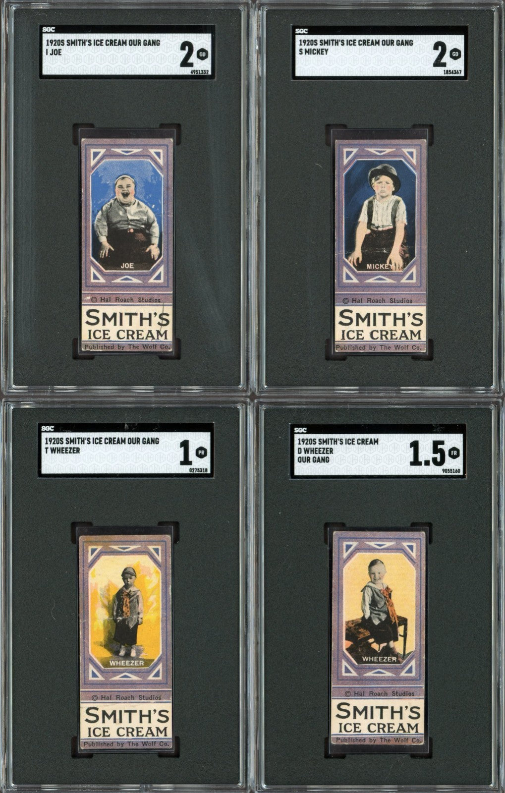 1920 F57 "Our Gang" Smith's Ice Cream Rare SGC-Graded Collection of 12 Cards5