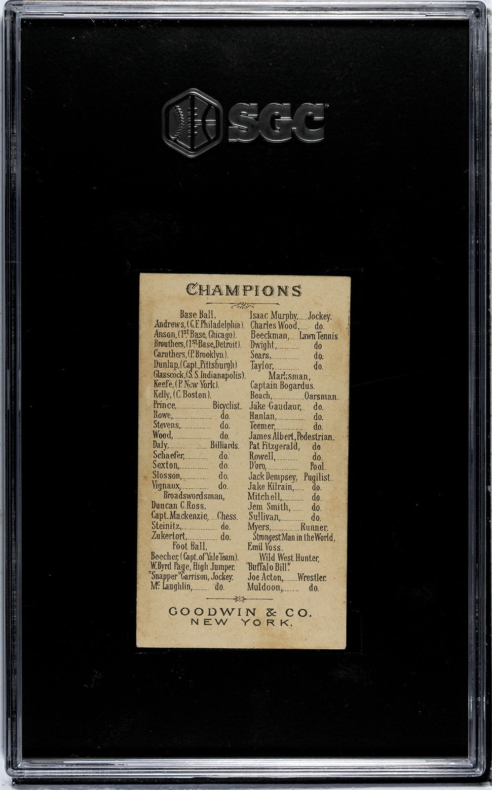 1888 N162 Goodwin Champions JACK DEMPSEY Boxer (SGC 2 GD) Nonpariel1