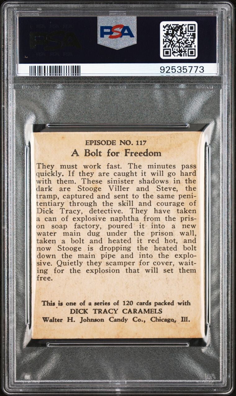 1937 Dick Tracy Caramels RARE Mid-High #117 A Bolt For Freedom (PSA 4 VG/EX)1