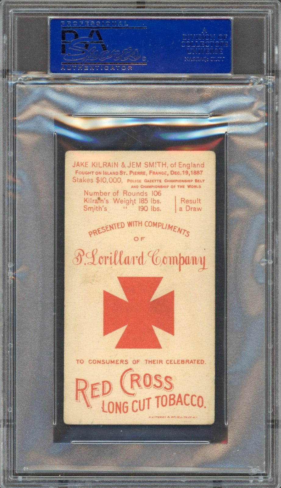 1893 N266 Boxing Positions Red Cross (PSA 4 VG/EX) HOF Jake Kilrain/Jem Smith1