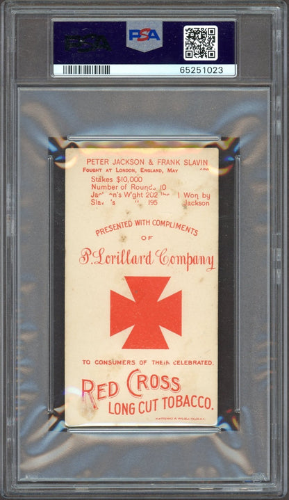 1893 N266 Boxing Positions Red Cross (PSA 1 PR) Peter Jackson (HOF) Frank Slavin1