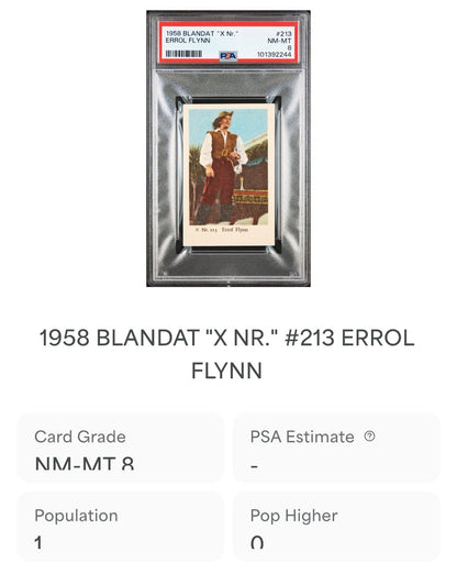1958 Blandat "X Nr." #284 Errol Flynn as Robin Hood (PSA 8 NM/MT) Pop 1 Highest3