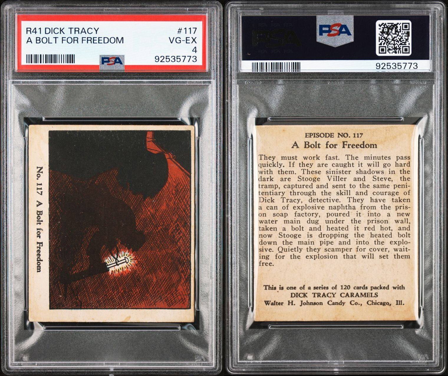 1937 Dick Tracy Caramels RARE Mid-High #117 A Bolt For Freedom (PSA 4 VG/EX)2