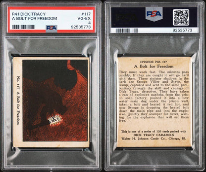 1937 Dick Tracy Caramels RARE Mid-High #117 A Bolt For Freedom (PSA 4 VG/EX)2
