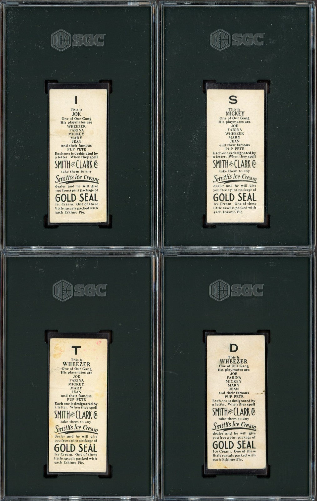 1920 F57 "Our Gang" Smith's Ice Cream Rare SGC-Graded Collection of 12 Cards6