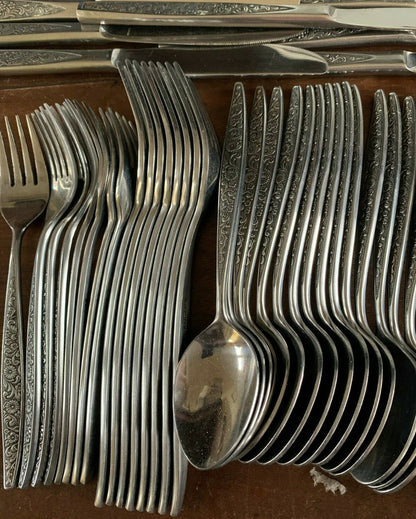 Outstanding Vintage SET (48 Pcs.) Stainless Flatware Mid Century Modern 7