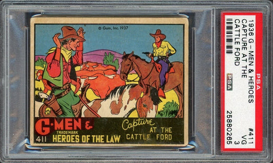 1936 Gum Inc. G-Men & Heroes #411 Capture at Cattle Ford (PSA 3 VG) High Number