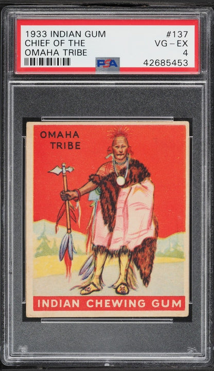 1933 Goudey INDIAN GUM Series 48 #137 Chief of the Omaha Tribe (PSA 4 VG/EX)0
