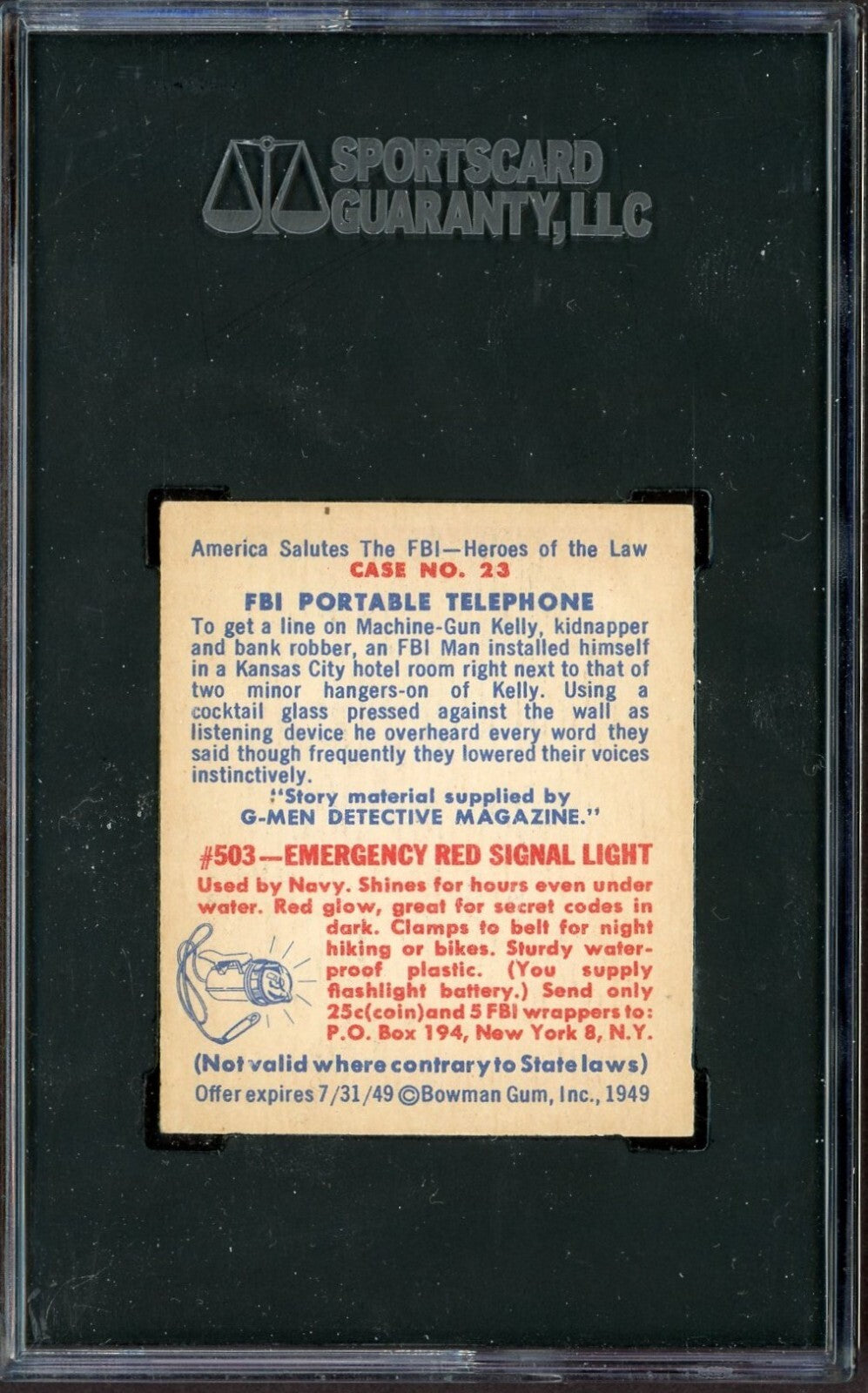 1949 Bowman "America Salutes The FBI" #23 FBI Portable Telephone (SGC 6 EX/NM)1